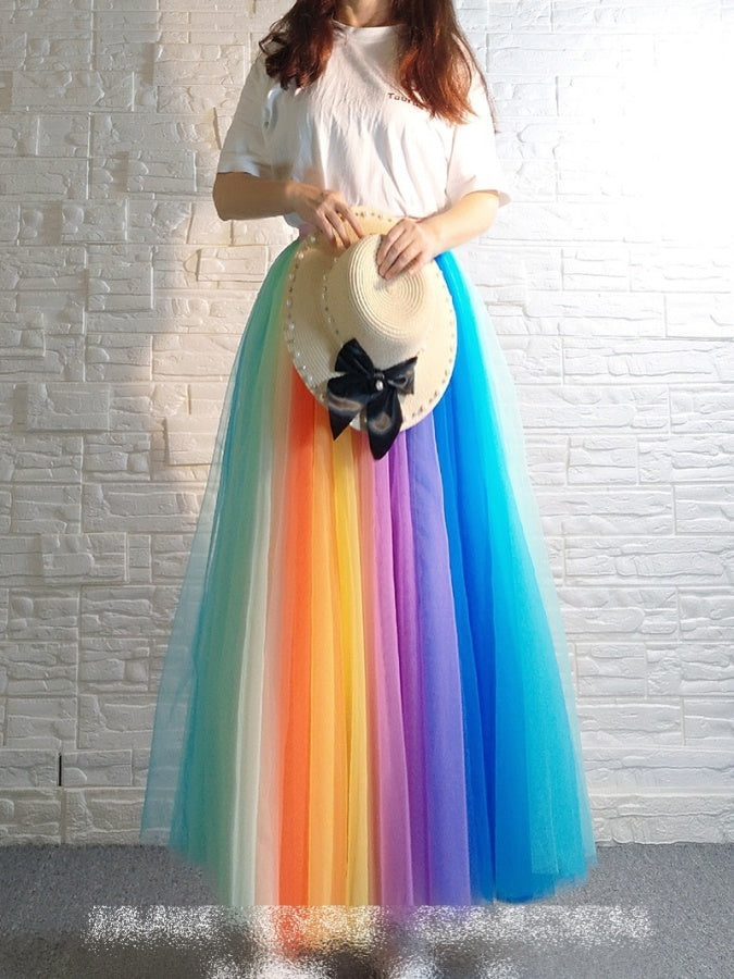 Colorful Tulle Long Skirt X909