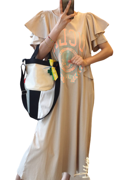 T shirt dress with frill sleeves on sale