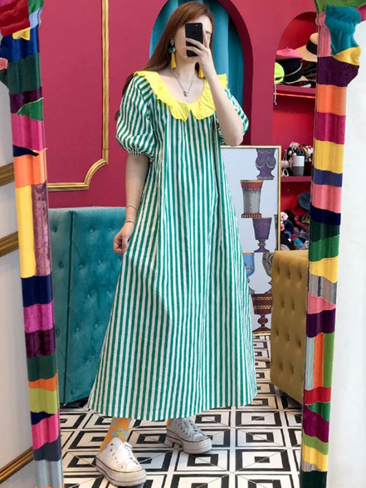 Striped long dress X1135