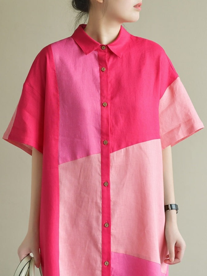 Color block shirt dress X1349