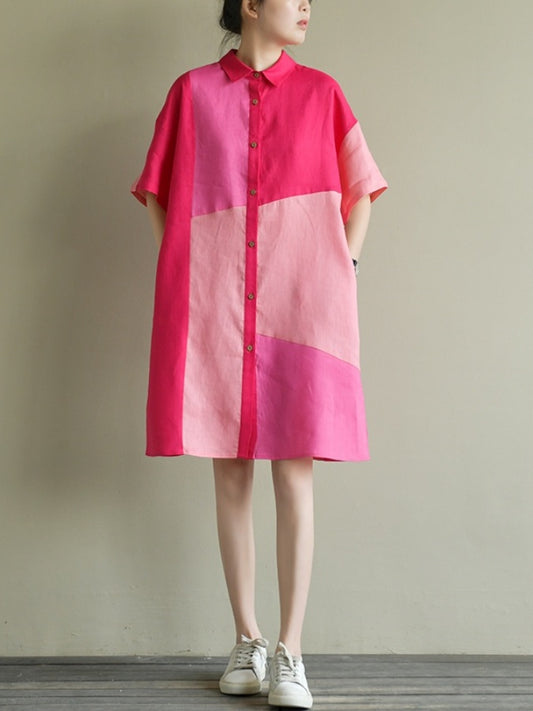 Color block shirt dress X1349