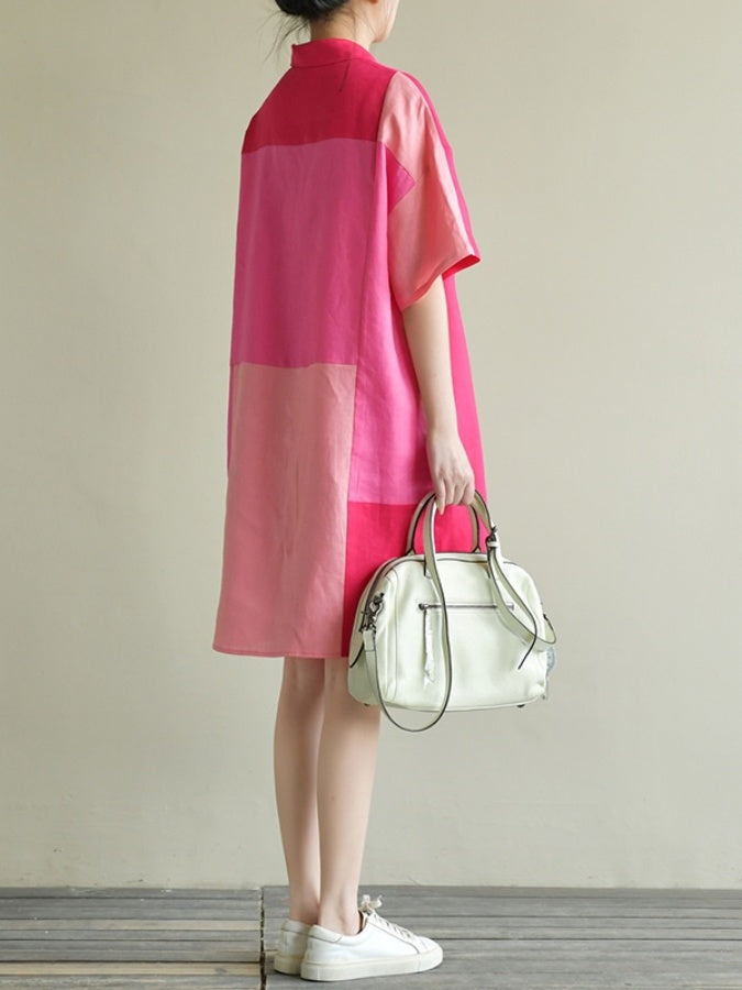 Color block shirt dress X1349