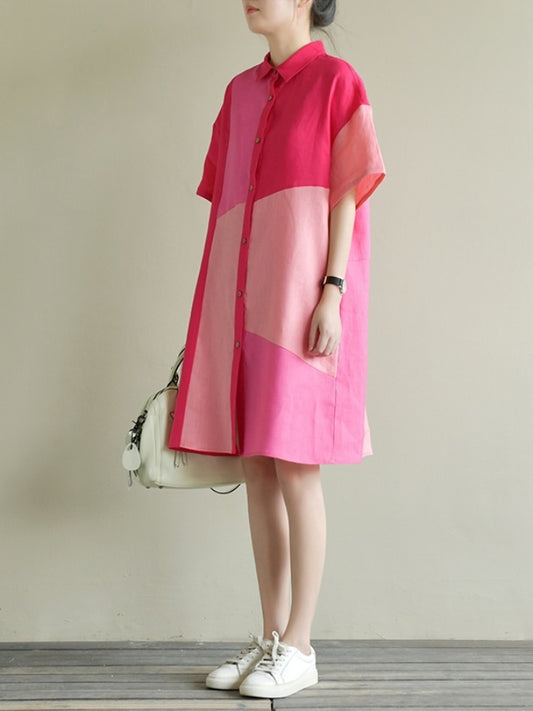 Color block shirt dress X1349