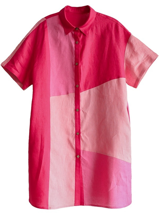 Color block shirt dress X1349