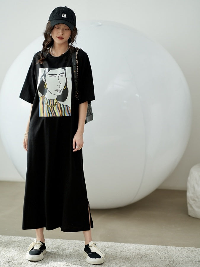 ヒューマンプリントTシャツワンピース X1351