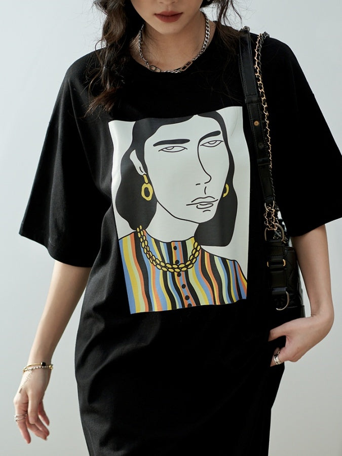 ヒューマンプリントTシャツワンピース X1351
