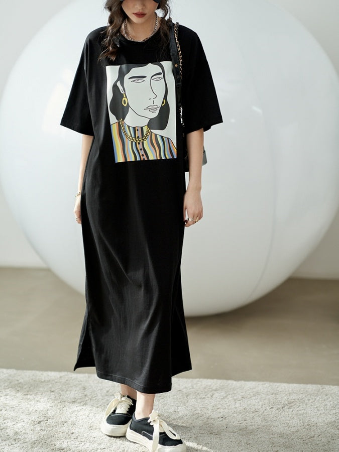 ヒューマンプリントTシャツワンピース X1351