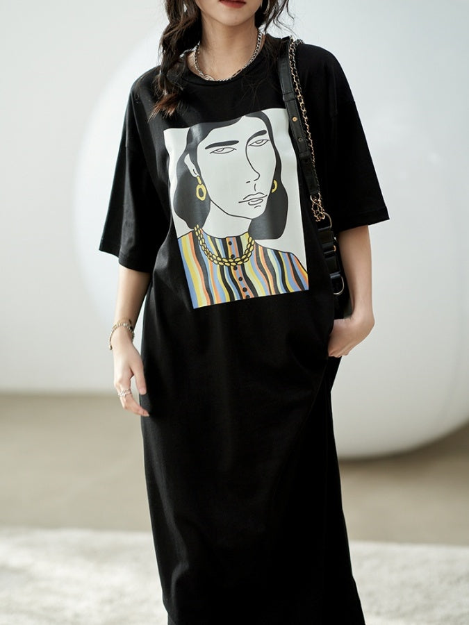 ヒューマンプリントTシャツワンピース X1351