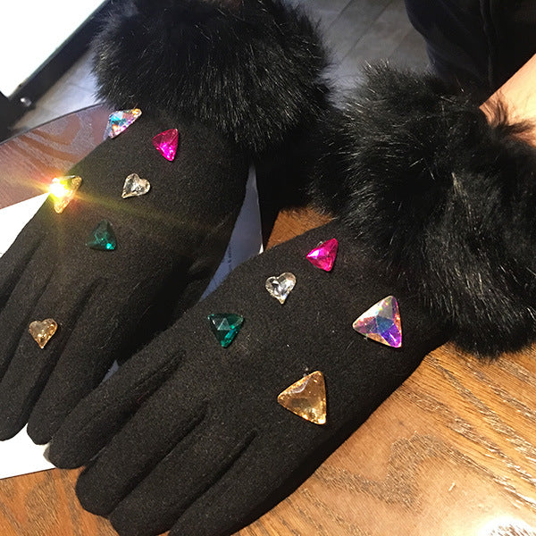 Decorative Faux Fur Gloves X2006
