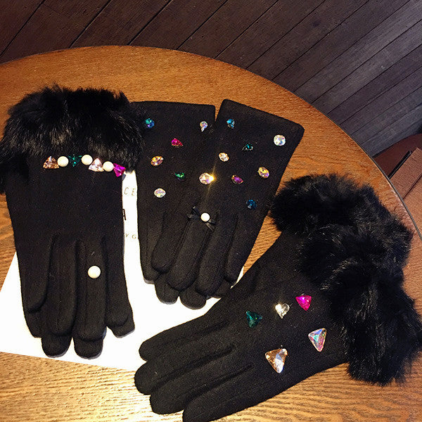 Decorative Faux Fur Gloves X2006