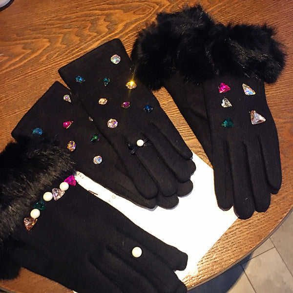 Decorative Faux Fur Gloves X2006