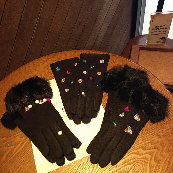 Decorative Faux Fur Gloves X2006