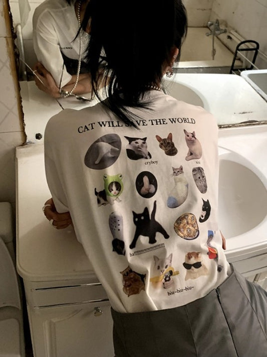 貓咪印花T卹 X1084