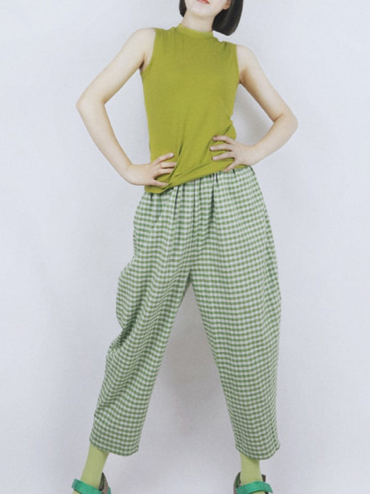 Stand Neck Sleeveless Short Top X1448