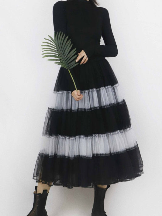 Mesh Border Skirt X1653