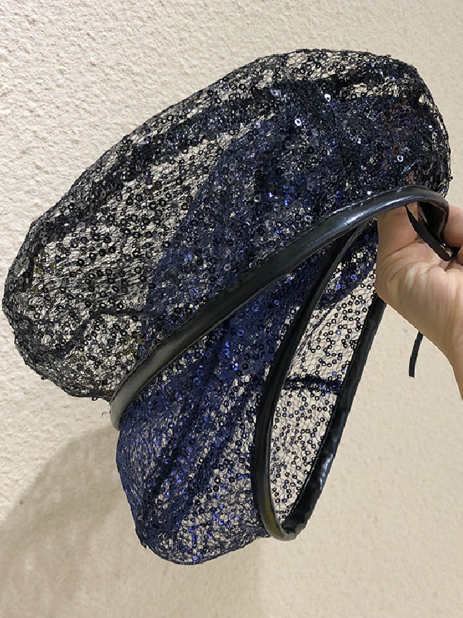 See-through sequin beret X170