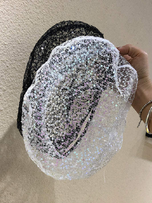 See-through sequin beret X170
