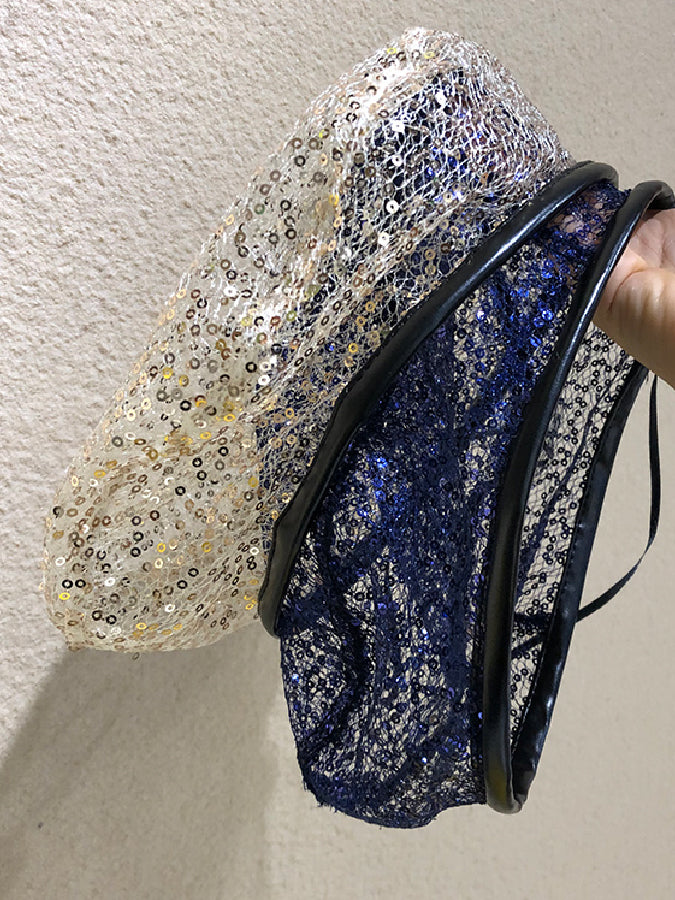See-through sequin beret X170