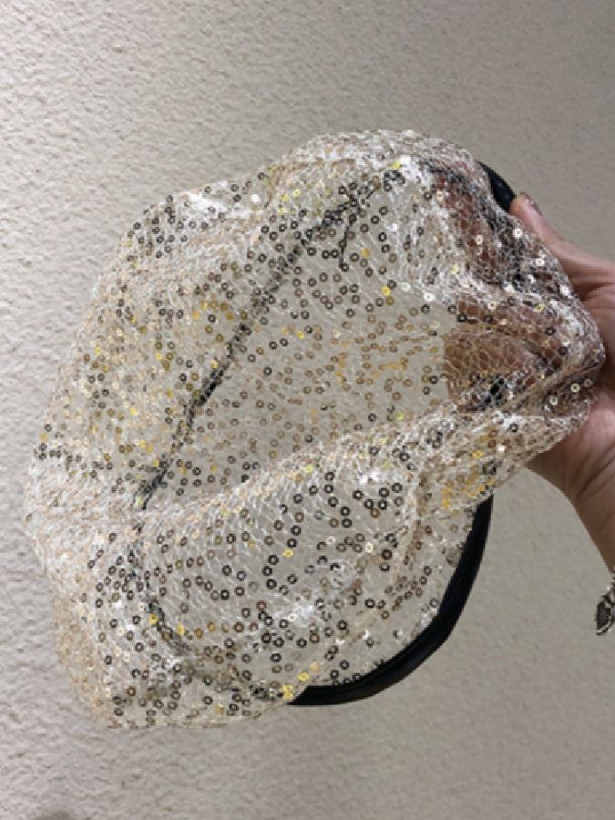 See-through sequin beret X170