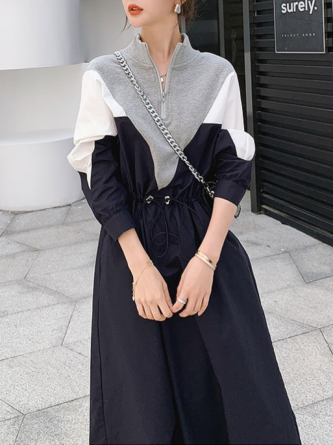 V-cut Sporty Style Dress X1803