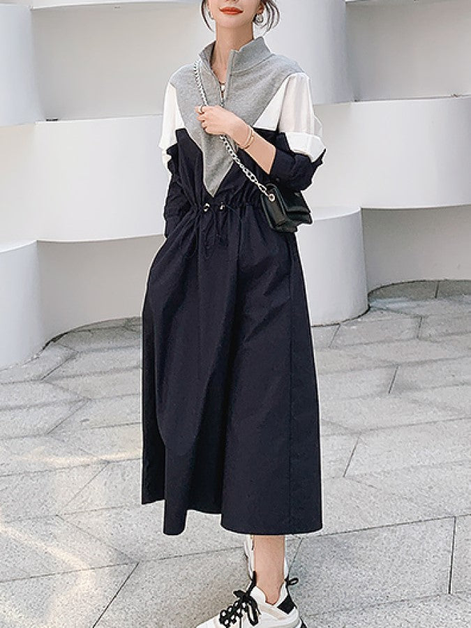 V-cut Sporty Style Dress X1803