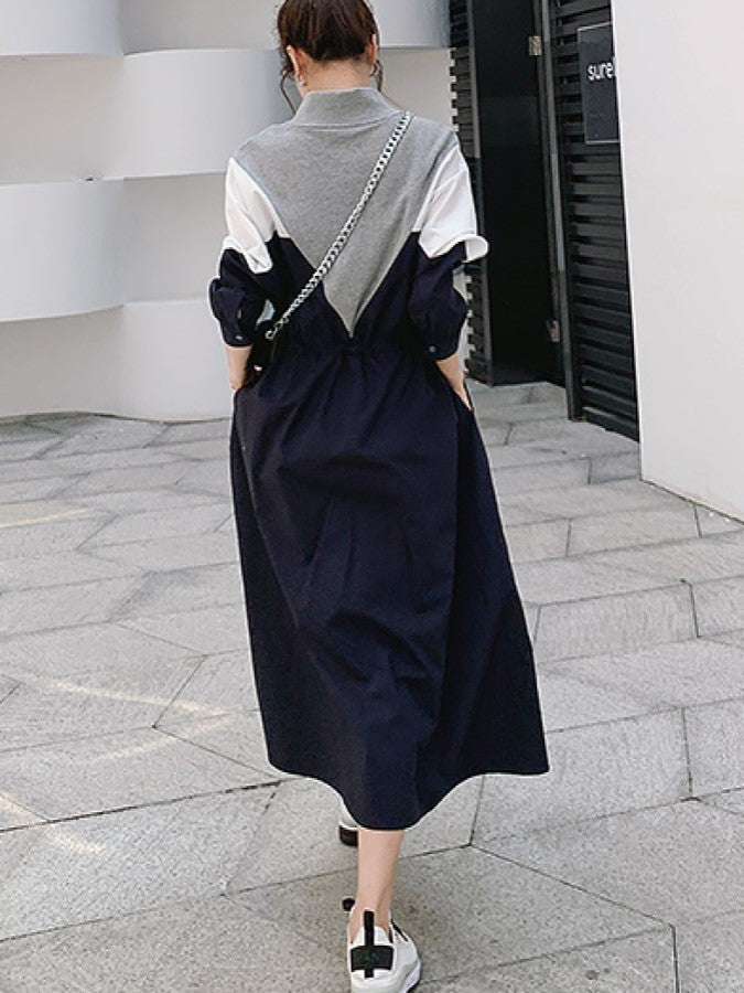 V-cut Sporty Style Dress X1803