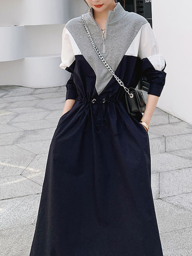 V-cut Sporty Style Dress X1803