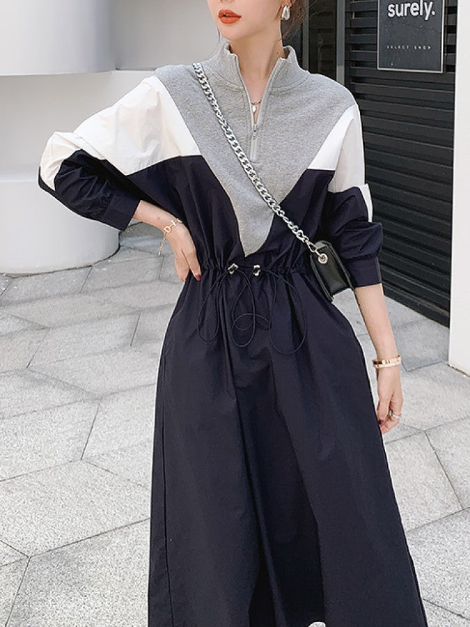 V-cut Sporty Style Dress X1803