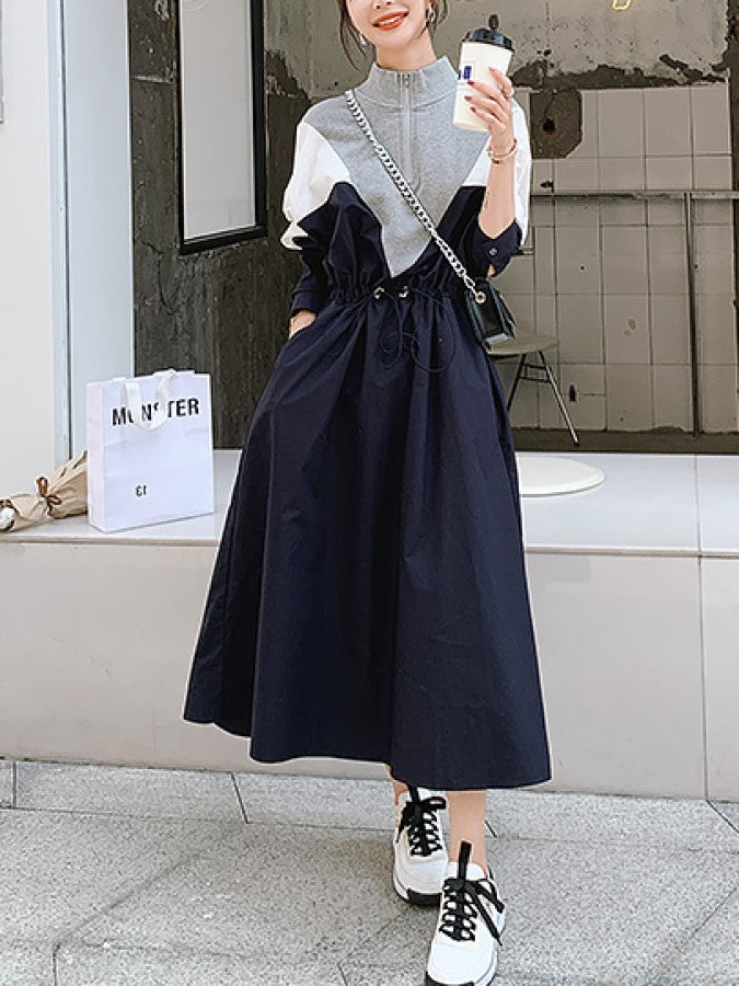 V-cut Sporty Style Dress X1803