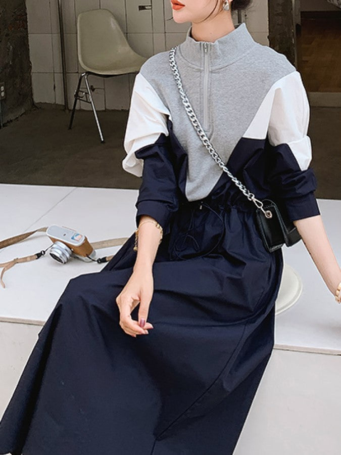 V-cut Sporty Style Dress X1803