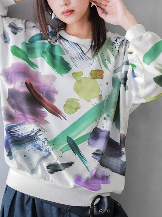 Watercolor ink print pullover X1822