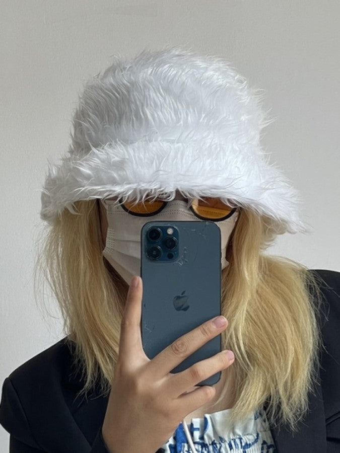 Colored Fur Bucket Hat X1843