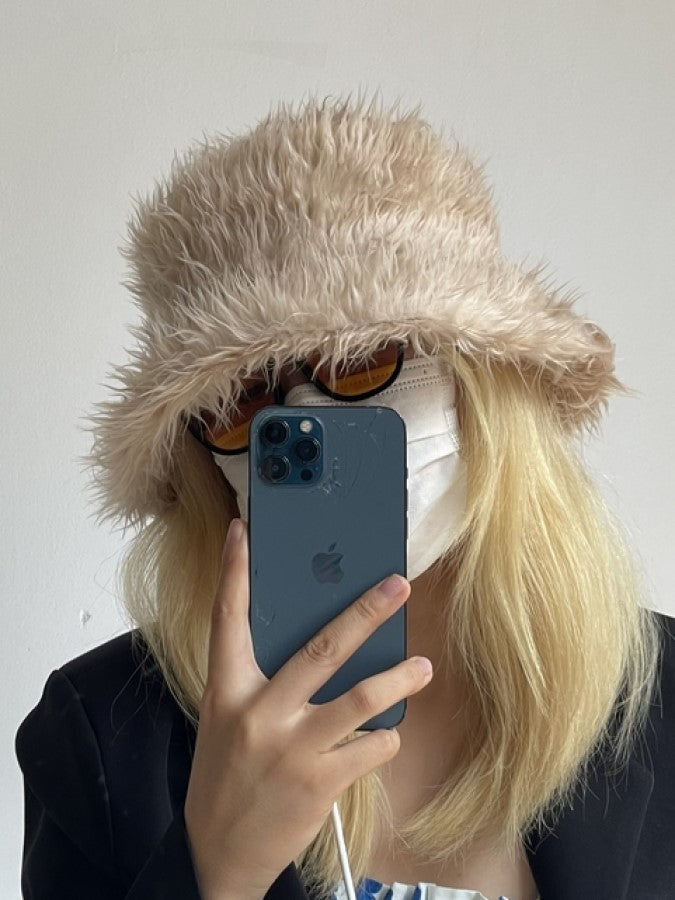 Colored Fur Bucket Hat X1843