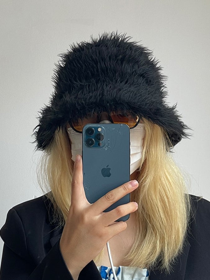 Colored Fur Bucket Hat X1843
