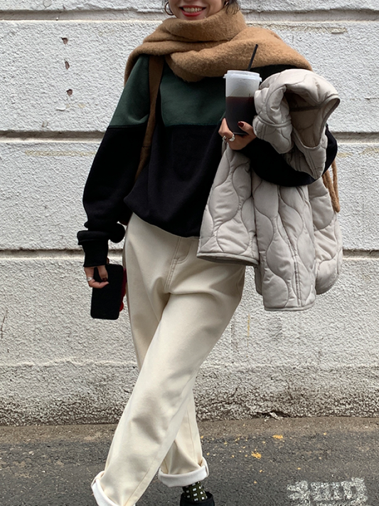 Bicolor Loose Pullover X1884