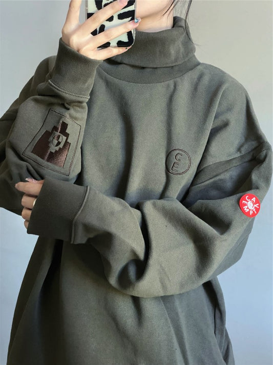 高領尖頭設計超大套頭衫 X1964