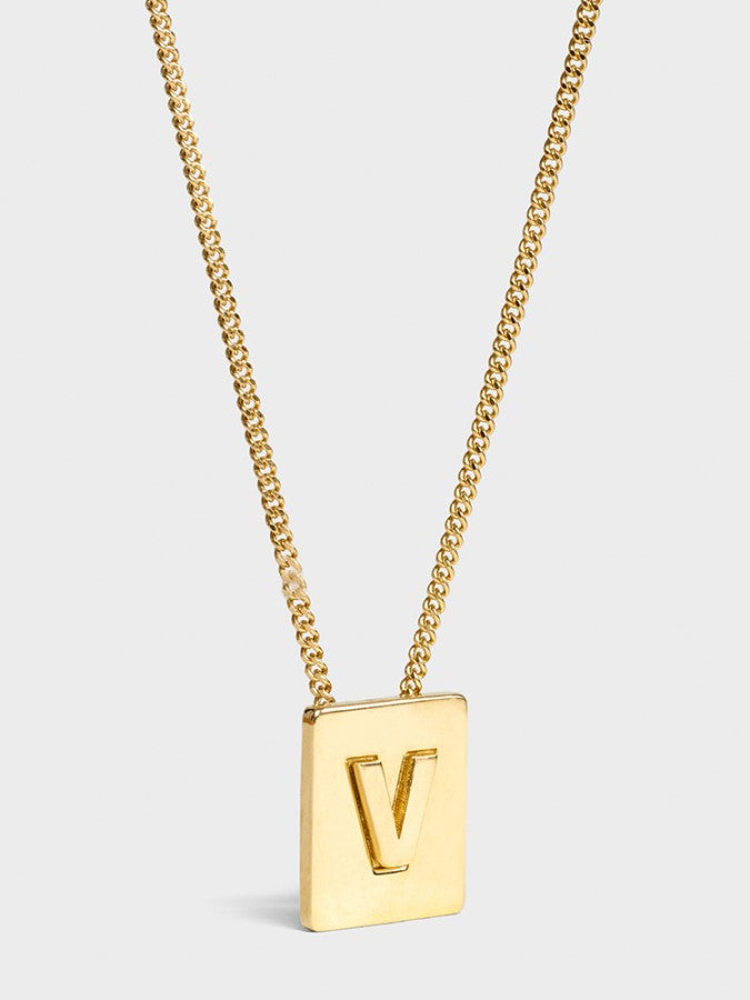 Alphabet Plate Chain Necklace X1993