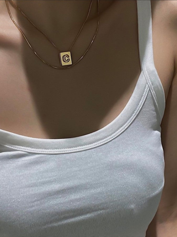 Alphabet Plate Chain Necklace X1993