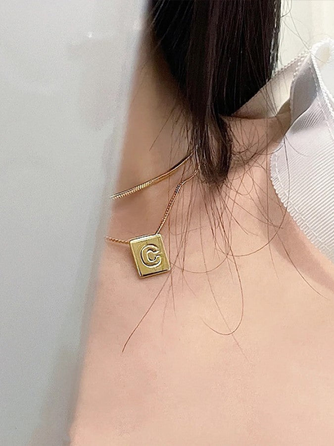 Alphabet Plate Chain Necklace X1993