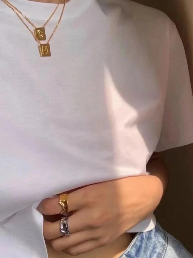 Alphabet Plate Chain Necklace X1993