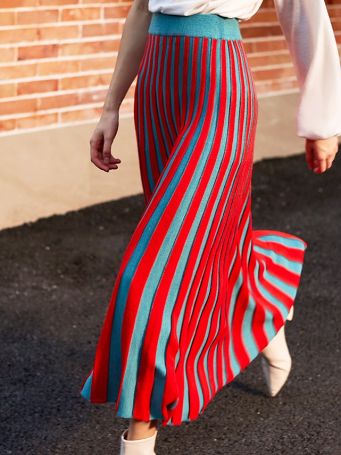 Bicolor Pleated Skirt X1998