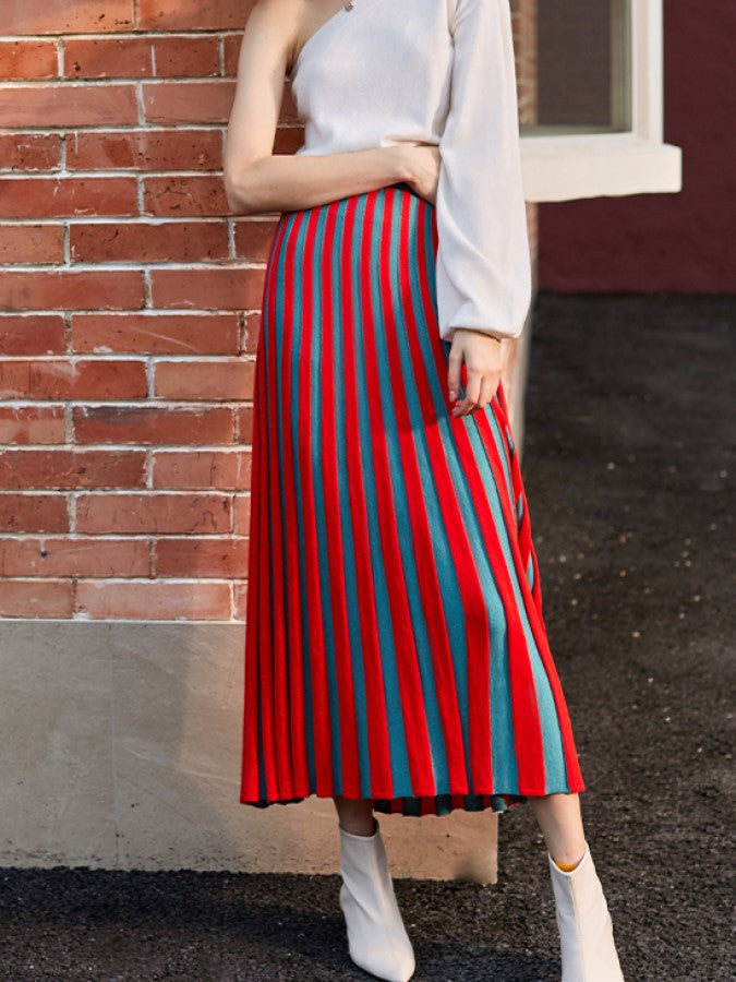 Bicolor Pleated Skirt X1998