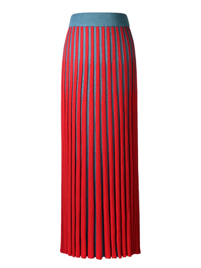 Bicolor Pleated Skirt X1998