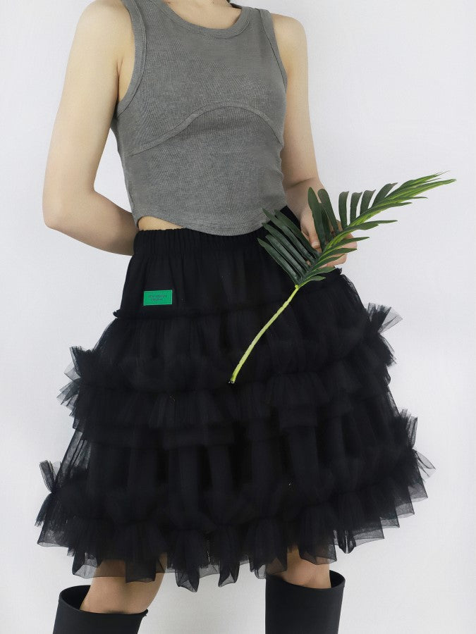 Mesh layered mini skirt X2203