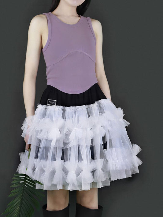 網紗層疊迷你裙 X2203