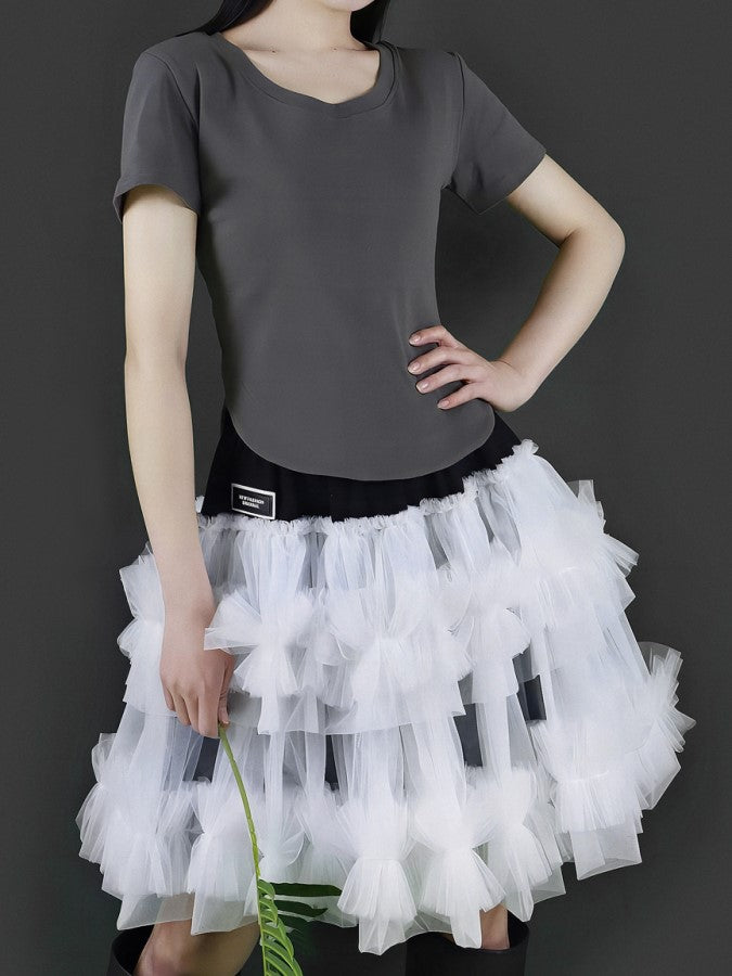 Mesh layered mini skirt X2203
