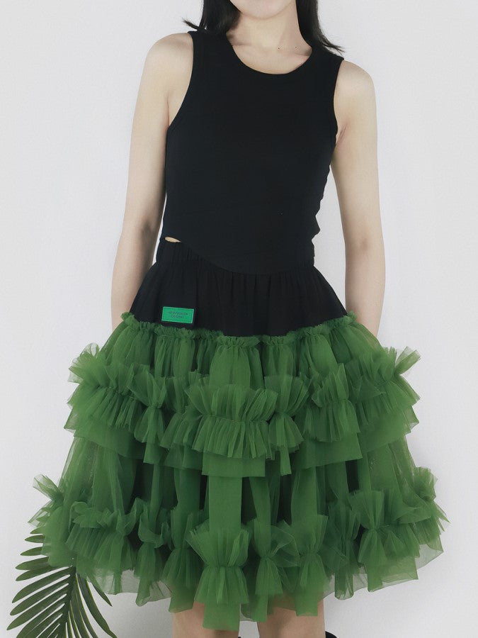 Mesh layered mini skirt X2203