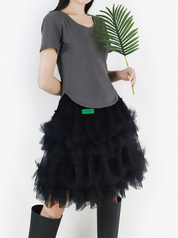 Mesh layered mini skirt X2203
