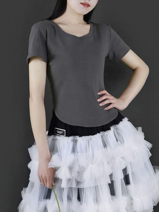 Slim Fit Curved Hem Cotton T-Shirt X2204