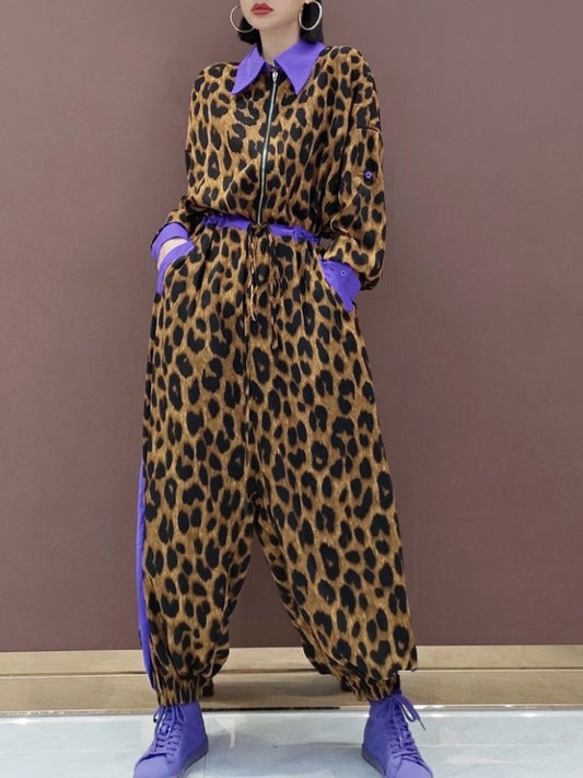Leopard Baggy Pants Jumpsuit X2212